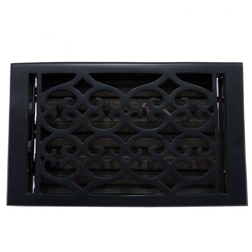 "Flower" Iron Wall Register with Louver - 6" x 10" (7-1/4" x 11-1/2" Overall)